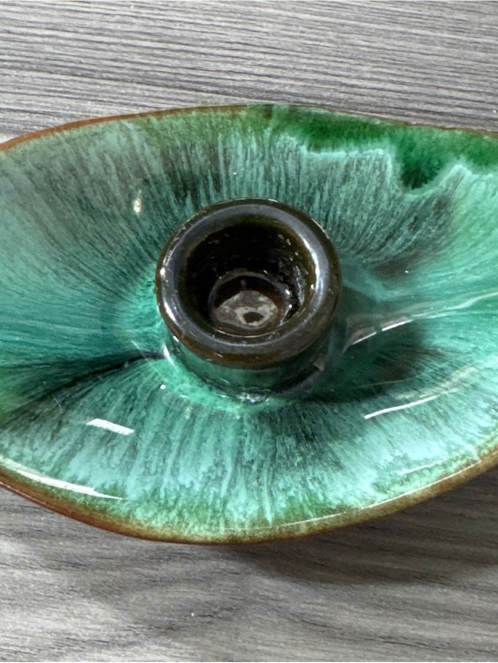 Vintage Blue Mountain Pottery Green Drip Glazed Ceramic Candle Holder-single